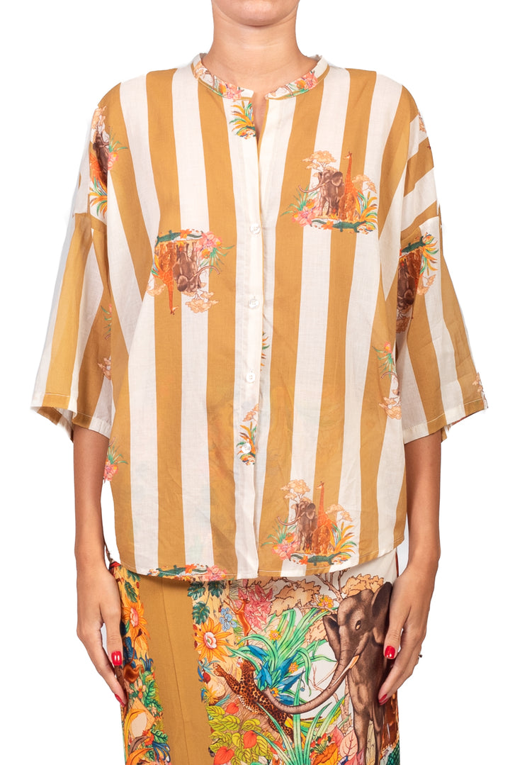 Tensione In - Camicia in mussola rigata con fantasia Art. PE260524