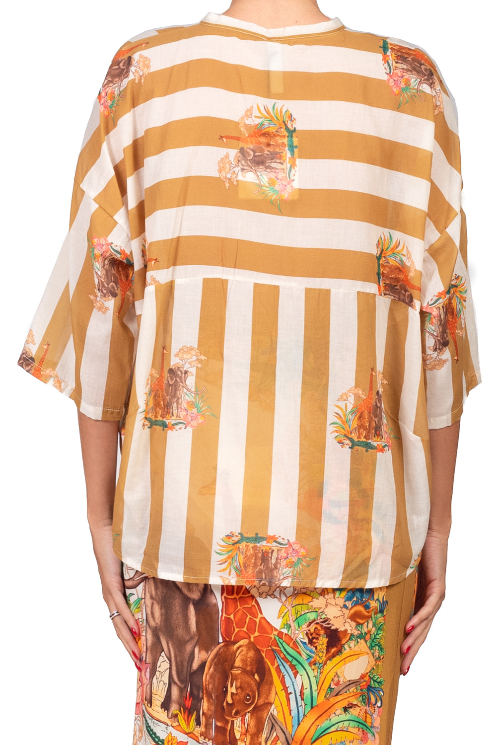 Tensione In - Camicia in mussola rigata con fantasia Art. PE260524