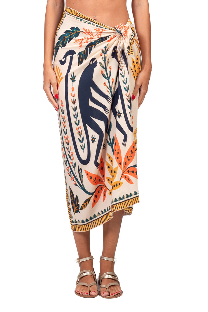 Tensione In - Gonna pareo lunga stampa scimmie Art. 40059