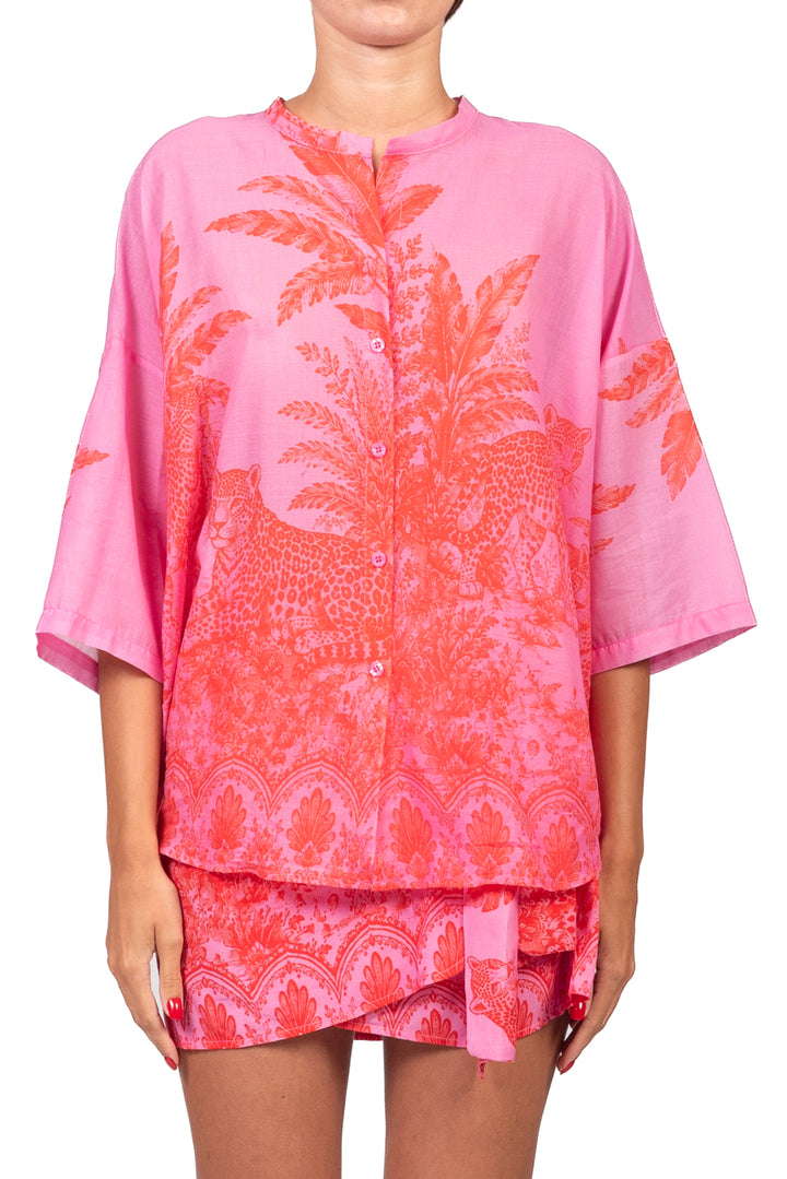 Tensione In - Camicia in mussola fantasia ghepardo Art. PE260552