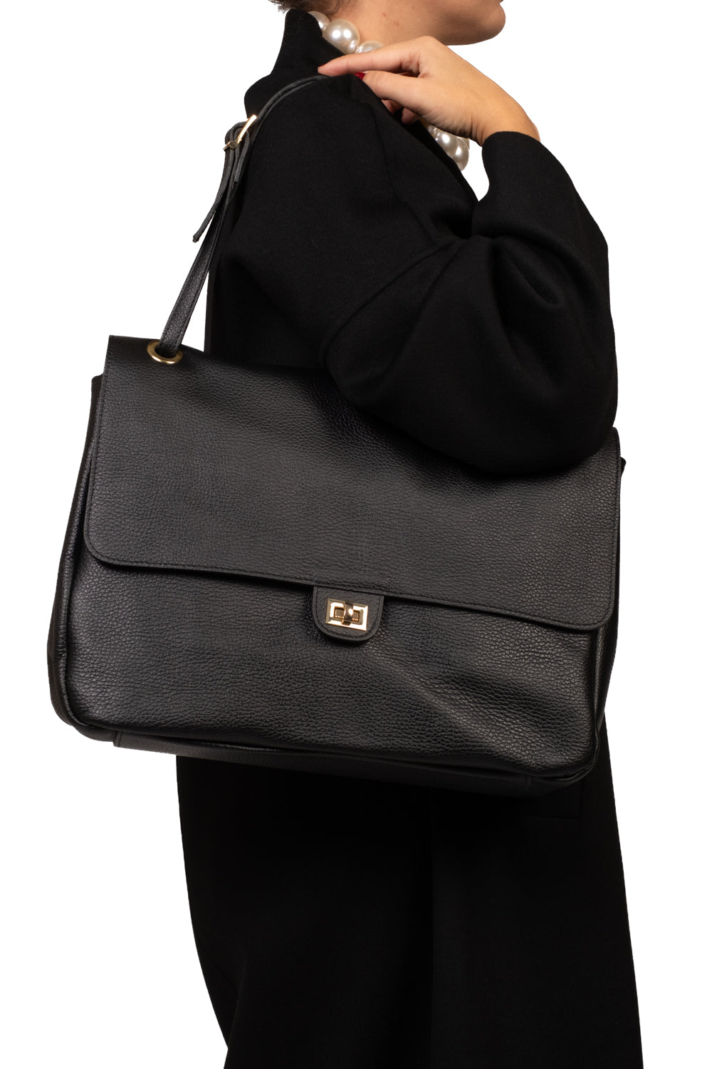 Upper - Borsa cartella maxi con chiusura lucchetto