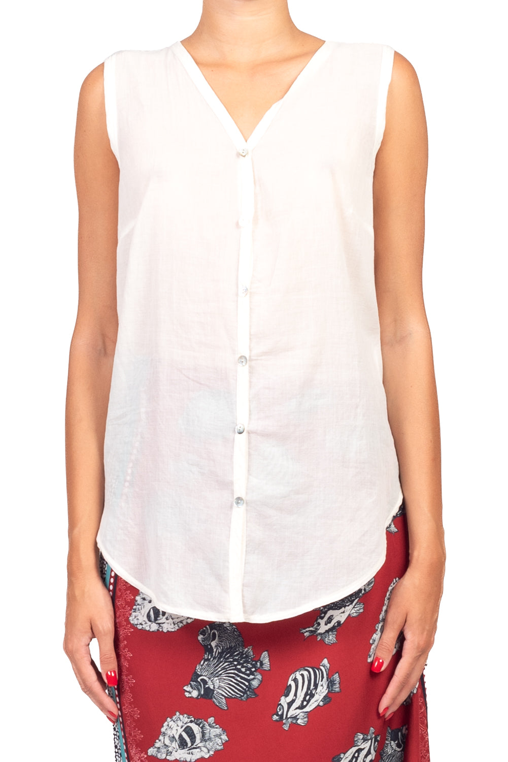 Tensione in - Camicia smanicata in mussola Art. F9140C35RPE26