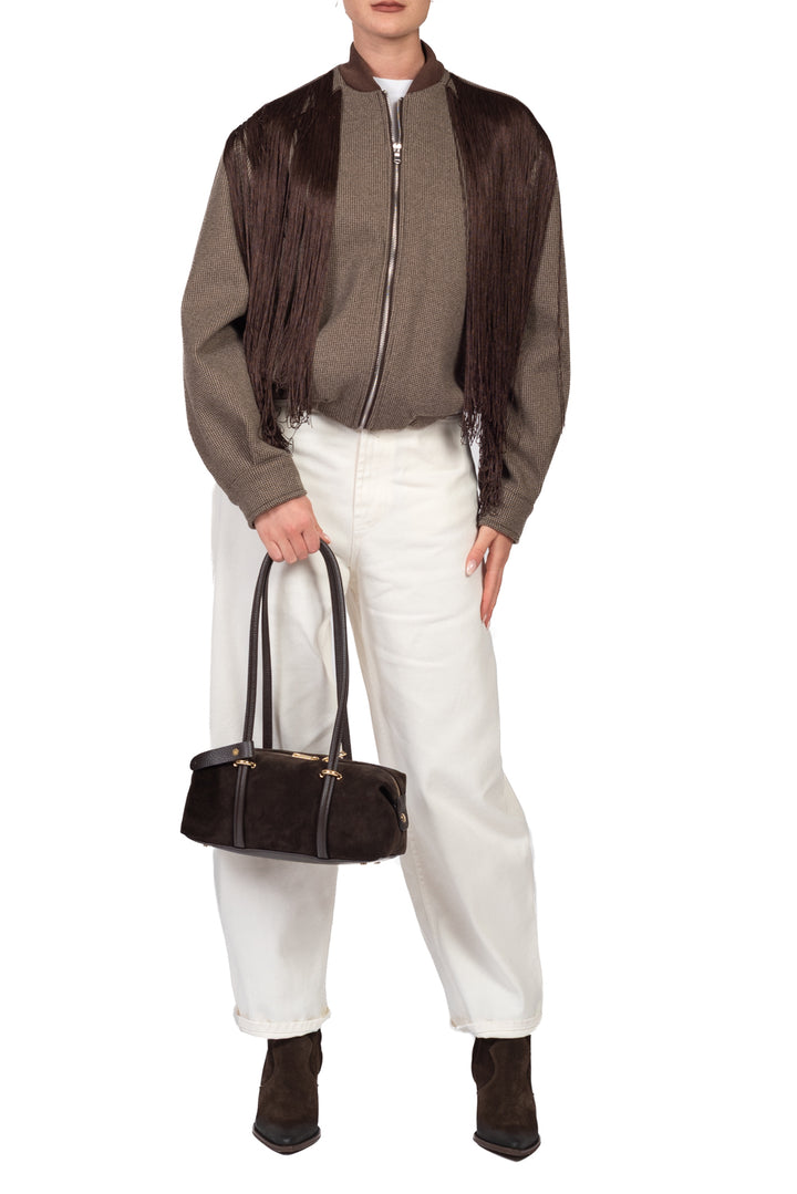 Vicolo - Bomber pied de poule con frange Art. RAC0300