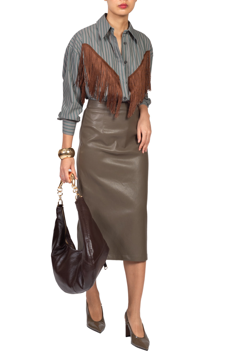 Tensione In - Camicia rigata con frange Art. 27C6287