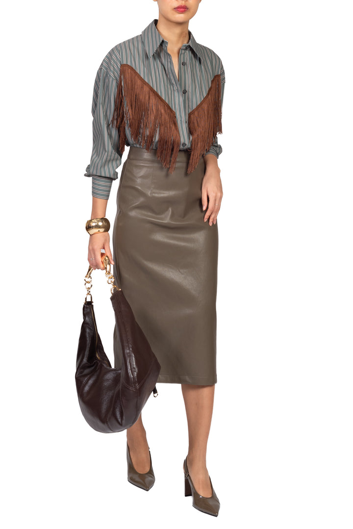 Tensione In - Camicia rigata con frange Art. 27C6287
