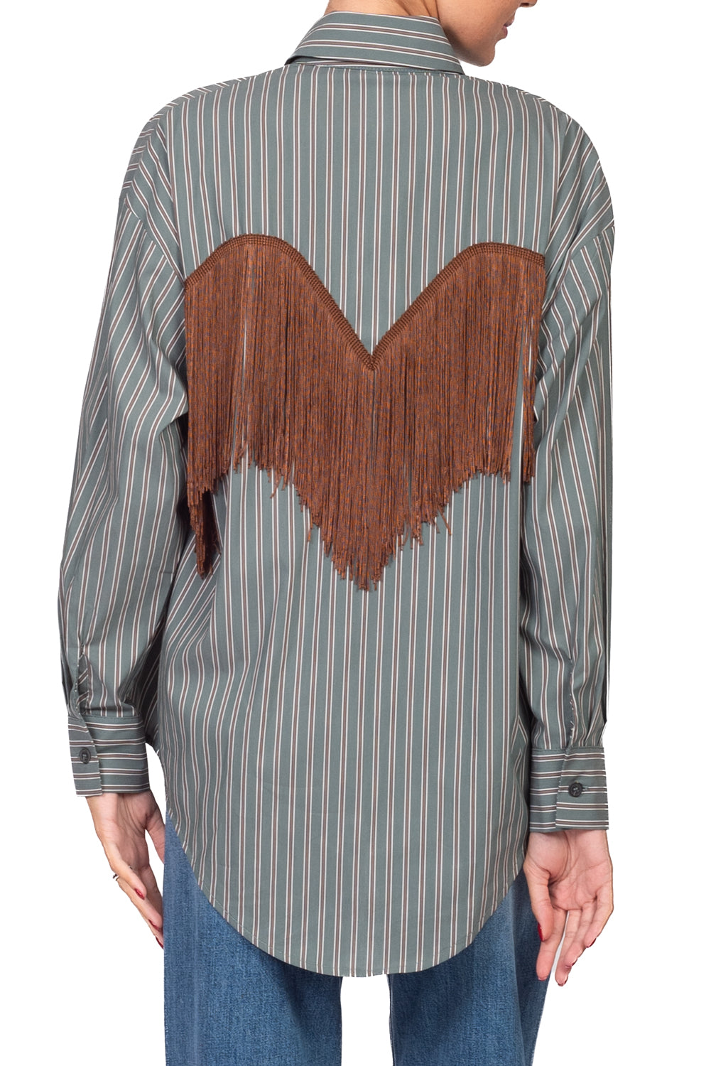 Tensione In - Camicia rigata con frange Art. 27C6287