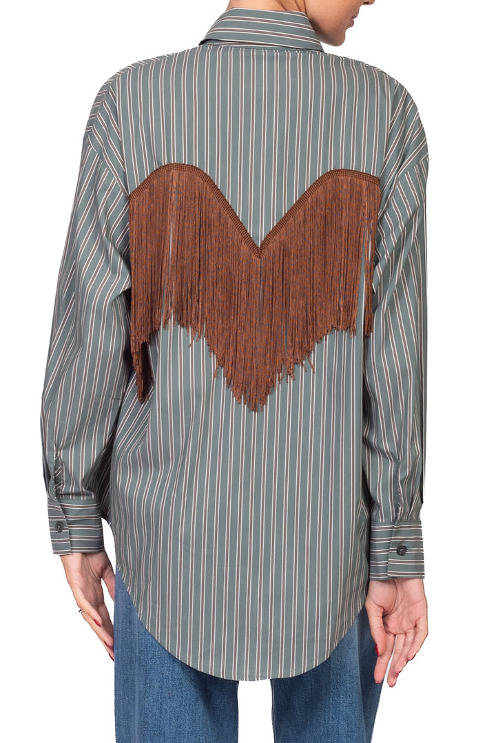 Tensione In - Camicia rigata con frange Art. 27C6287
