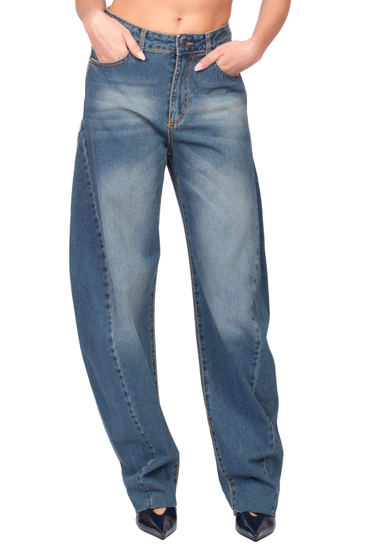 Tensione In - Jeans barrel con cuciture ERMITAGE - denim Art. P005J119Z671PT
