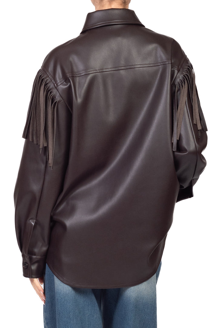 Vicolo - Camicia over in ecopelle con frange Art. TAC1292