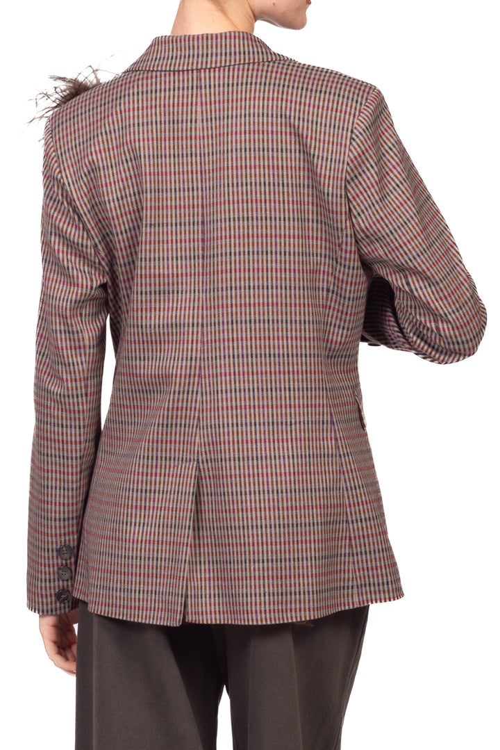 Tensione In - Giacca quadretti spilla piume Art. 27B6296