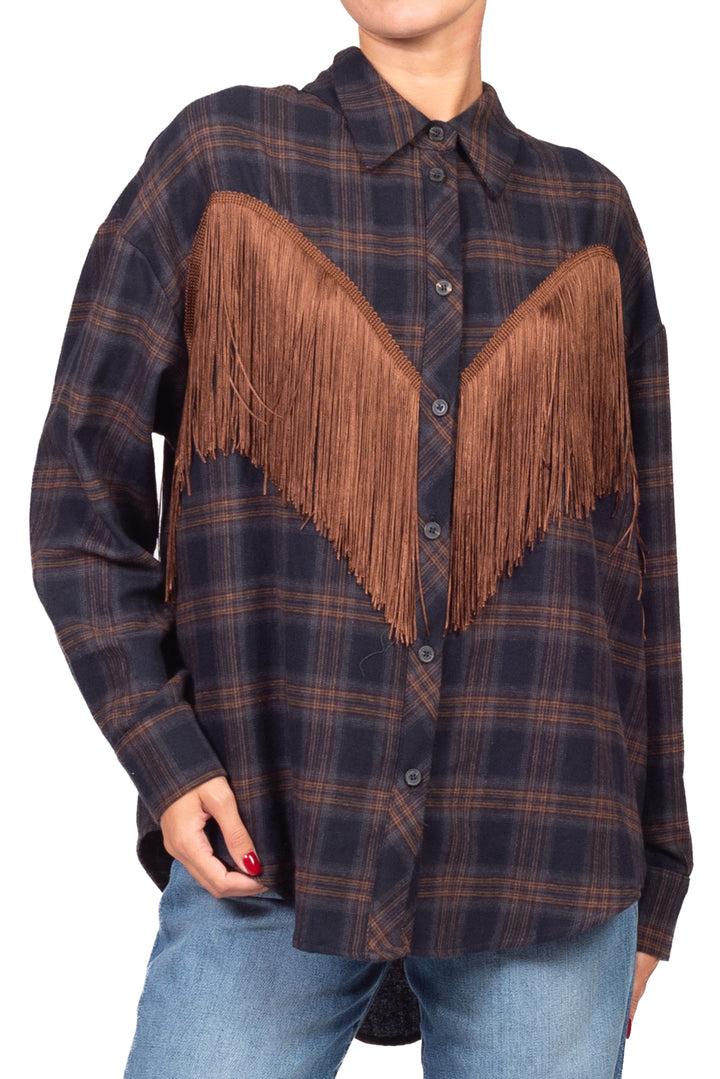 Tensione In - Camicia check con frange Art. 27C6271