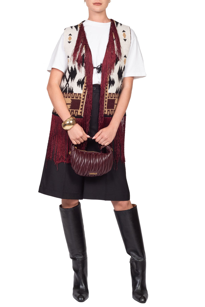 Vicolo - Gilet fantasia etnica con frange Art. 7AC7215