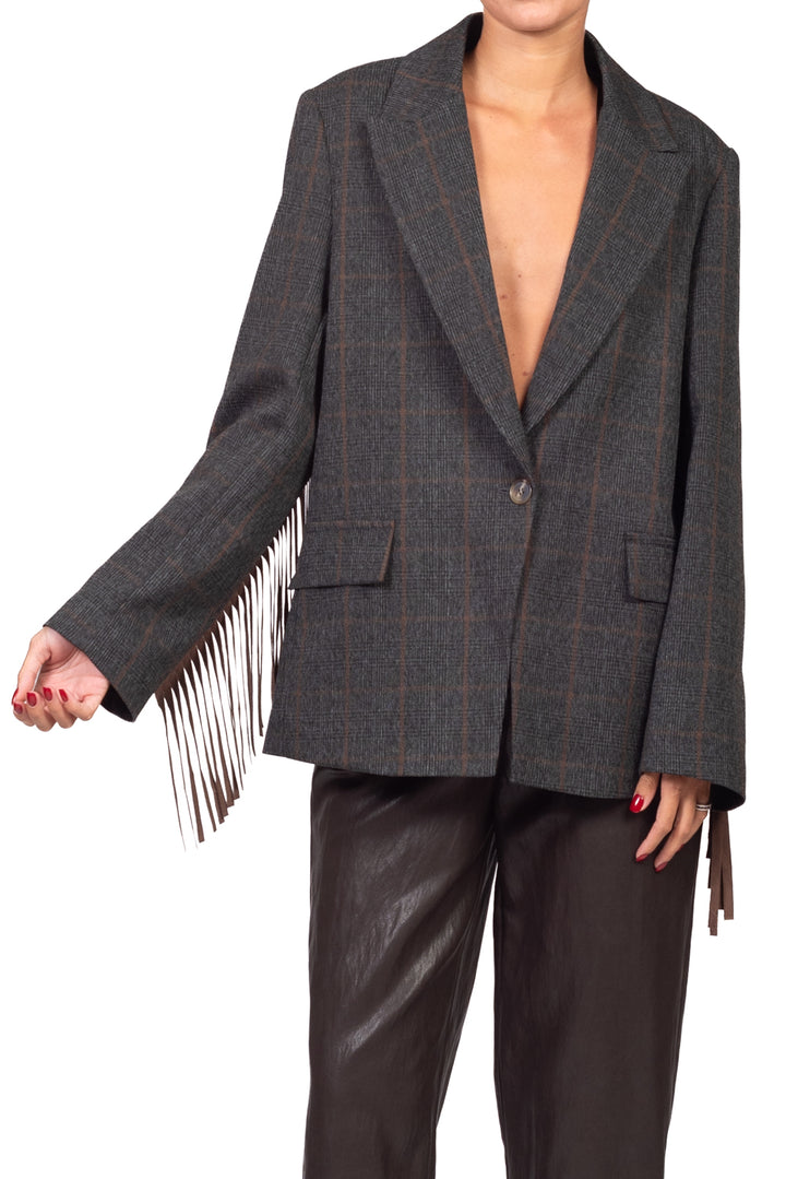 Vicolo - Giacca check con frange suede Art. TAC1322