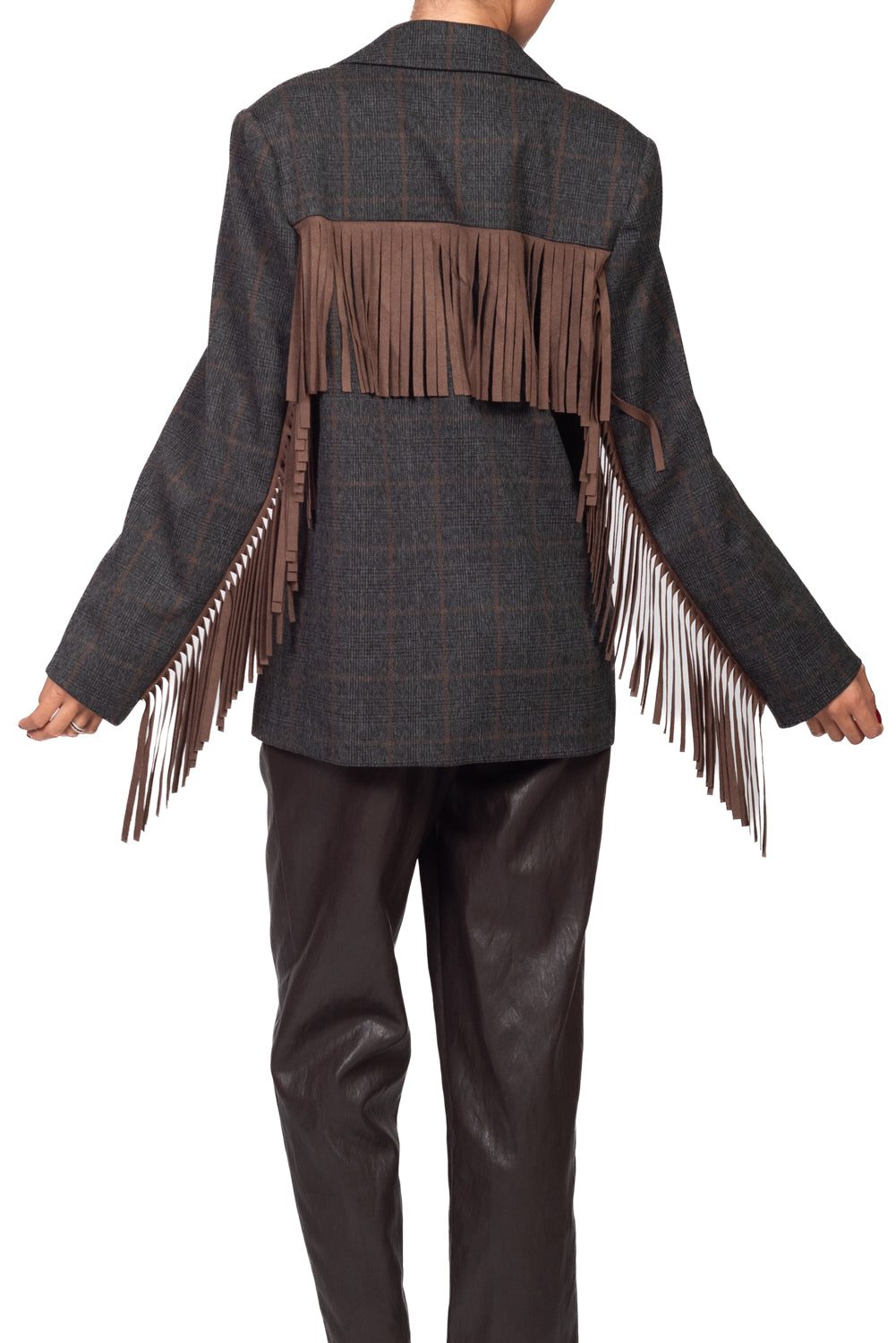 Vicolo - Giacca check con frange suede Art. TAC1322