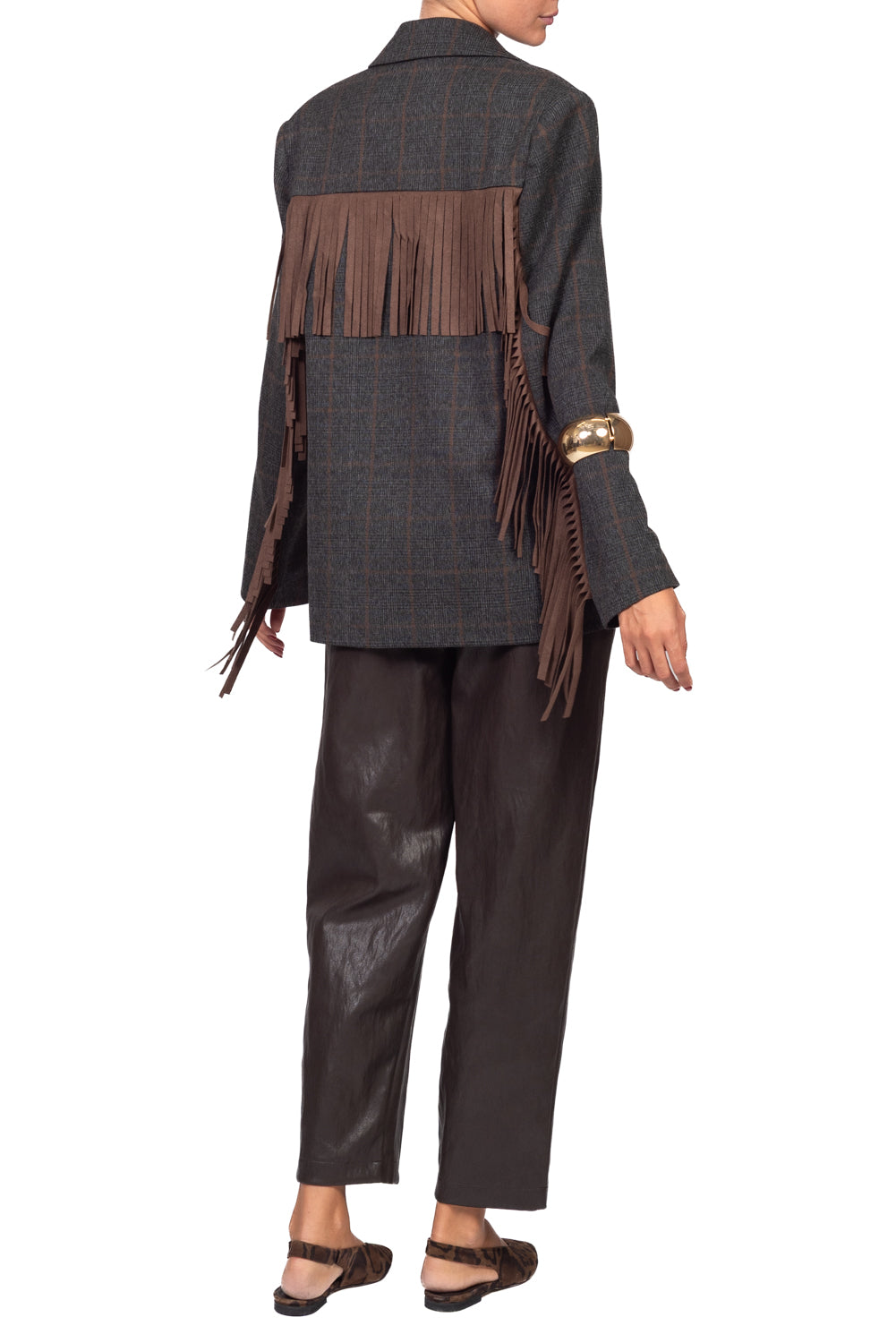 Vicolo - Giacca check con frange suede Art. TAC1322