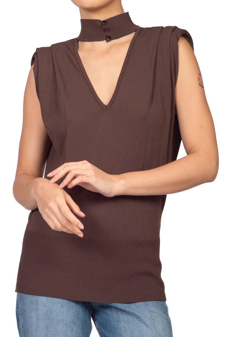 Vicolo - Gilet in maglia mezzo collo con spalline Art. 2AC2098