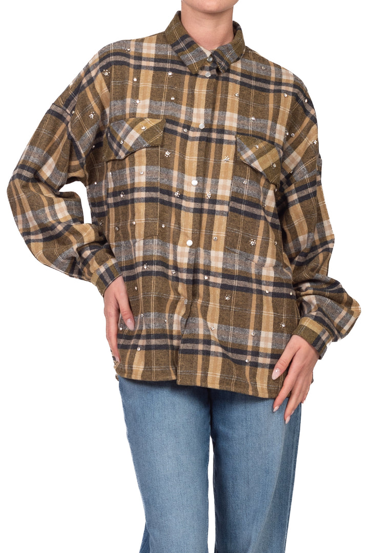 Dixie - Camicia check in flanella con applicazioni  Art. CFSM2BLU