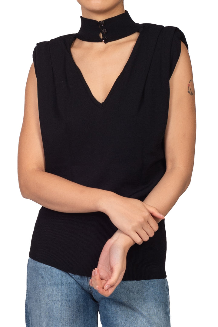 Vicolo - Gilet in maglia mezzo collo con spalline Art. 2AC2098