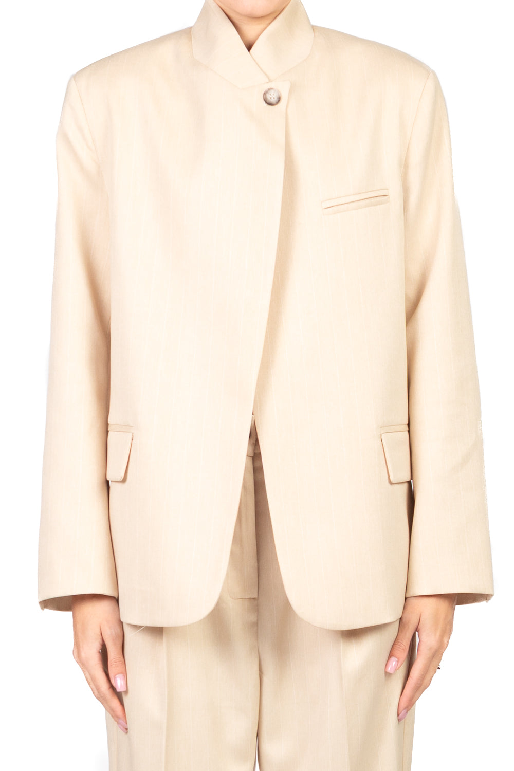 Vicolo - Giacca gessata chiusura asimmetrica Art. TAB1366