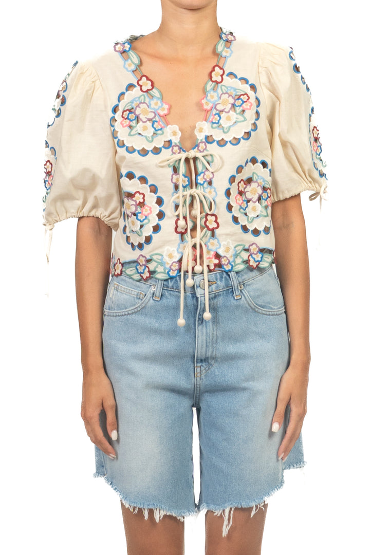 Dixie - Top ricamato chiusura lacci Art. C698A155X