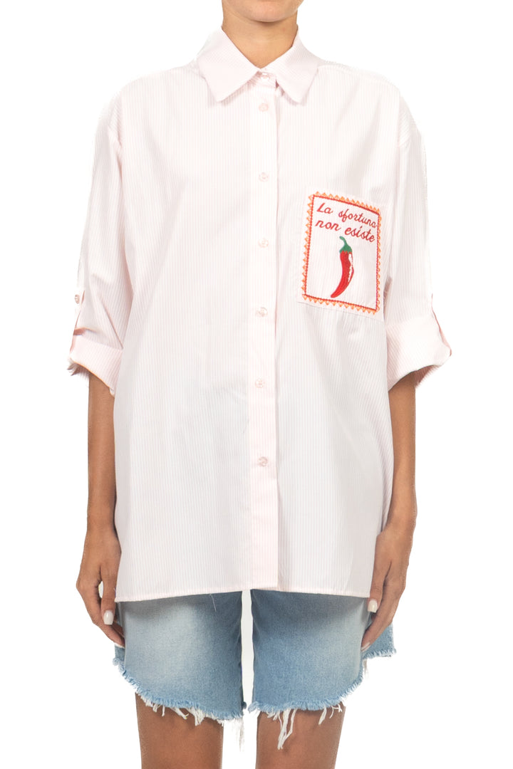Tensione In - Camicia gessata taschino peperoncino Art. PE260326