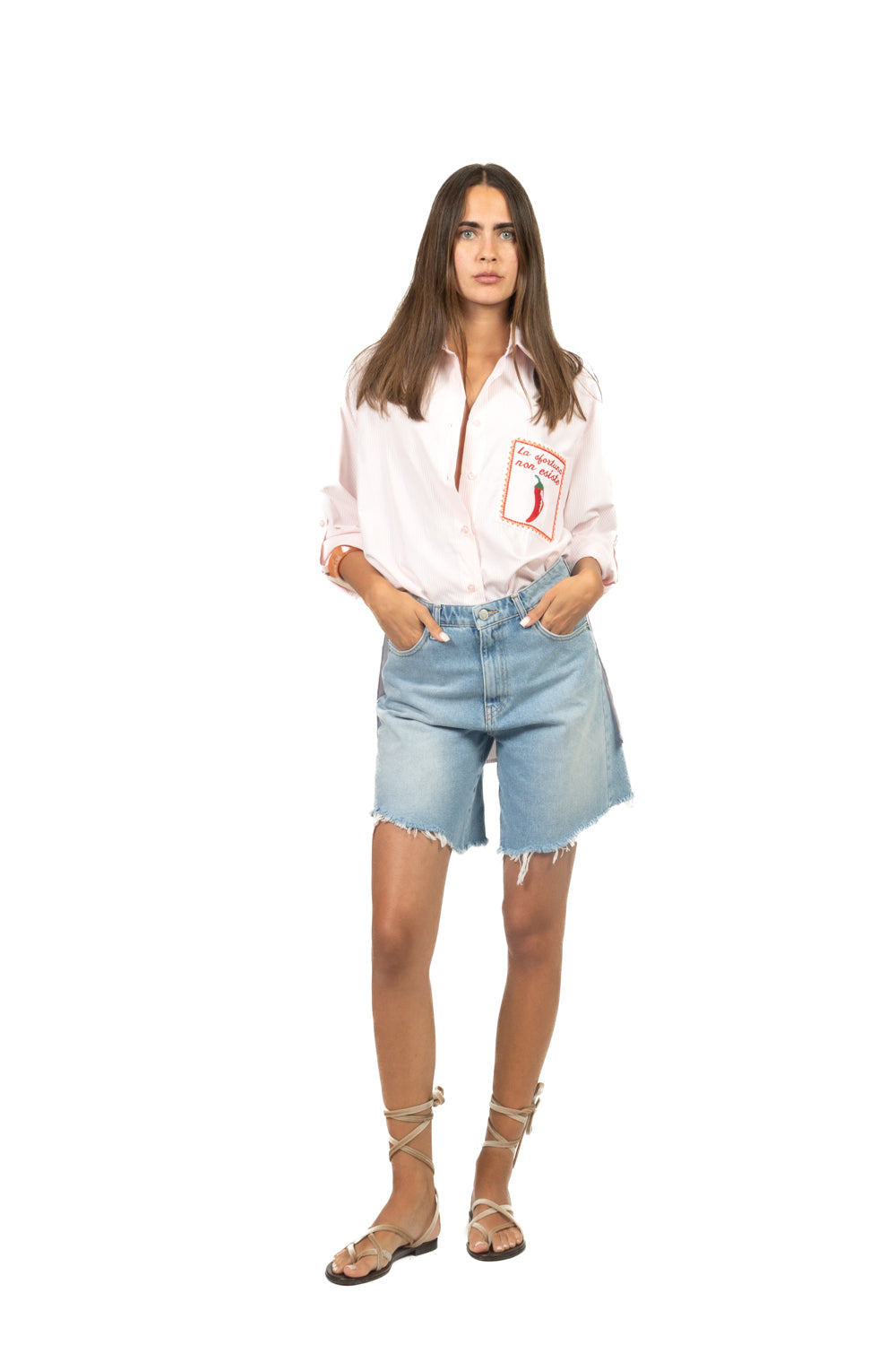 Tensione In - Camicia gessata taschino peperoncino Art. PE260326