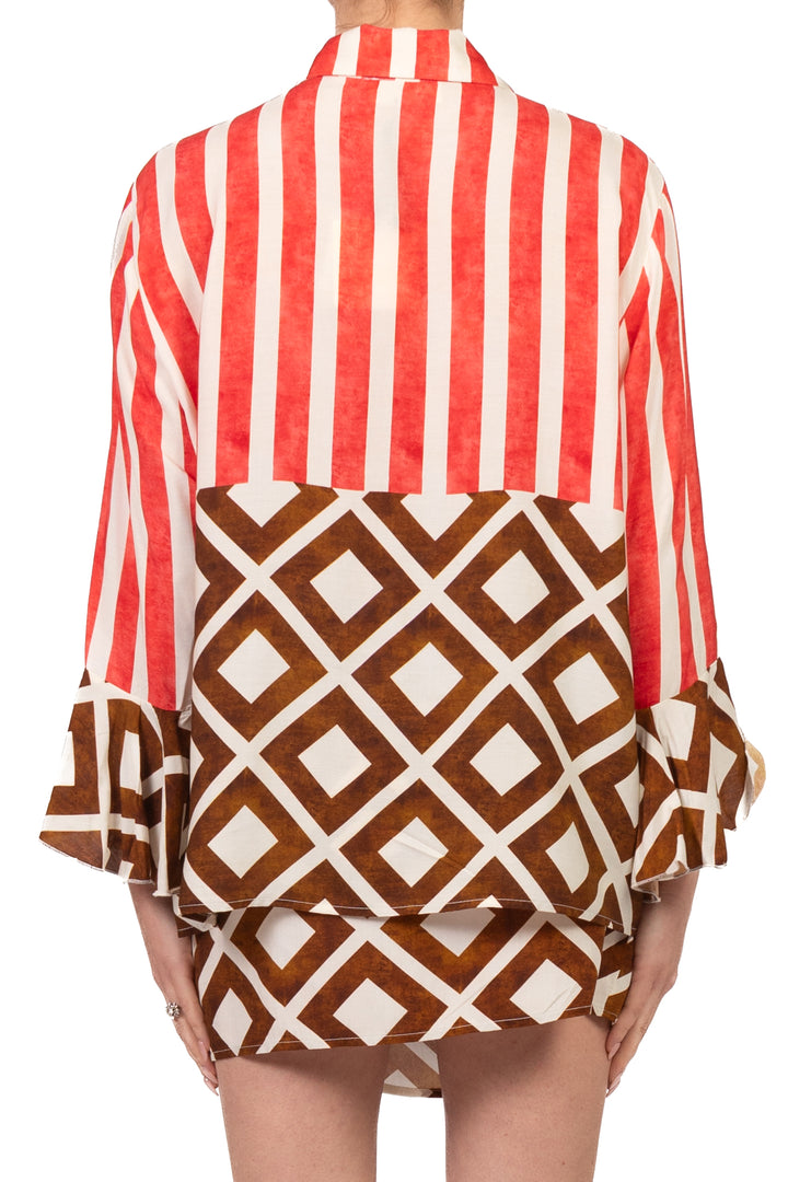 Vicolo - Completo camicia rigata e gonna mini pareo Art. TAB3021
