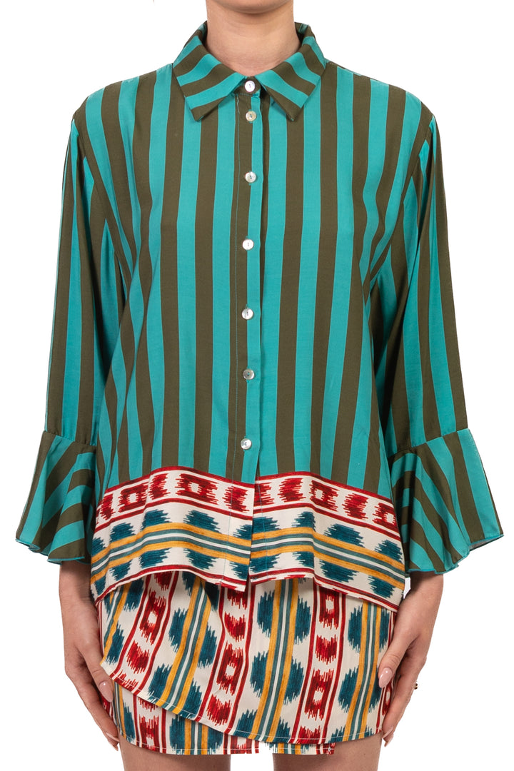 Vicolo - Completo camicia rigata  e gonna mini pareo Art. TAB3019
