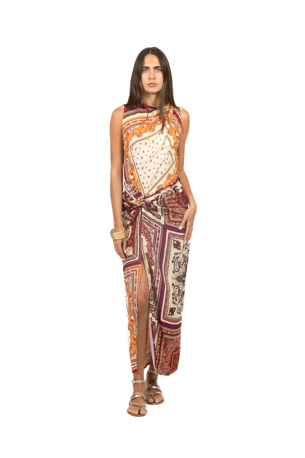 Dixie - Abito lungo fantasia con nodo Art. A067A150