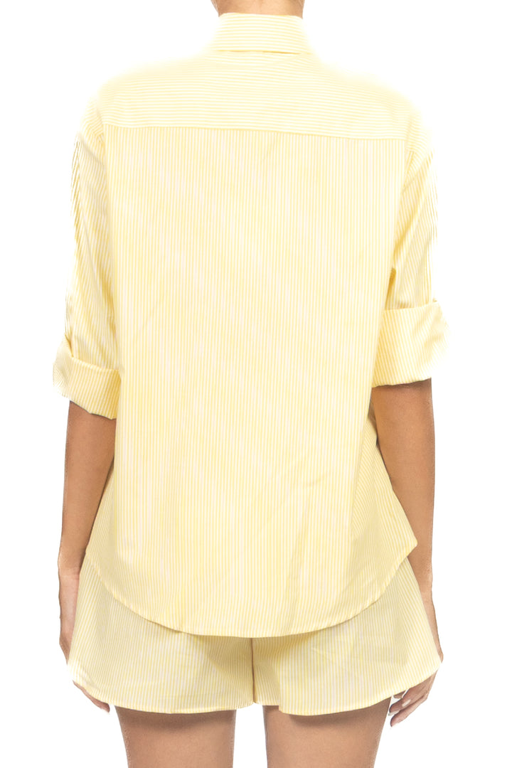 Tensione In - Camicia gessata con applicazioni Art. 26C5509