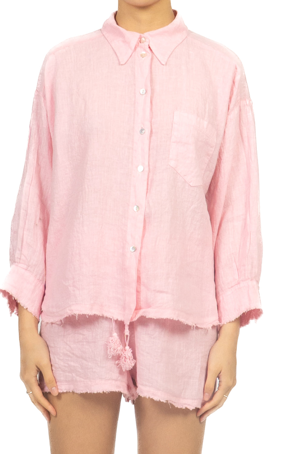 Tensione In - Completo camicia e shorts in lino Art. S26XJ95