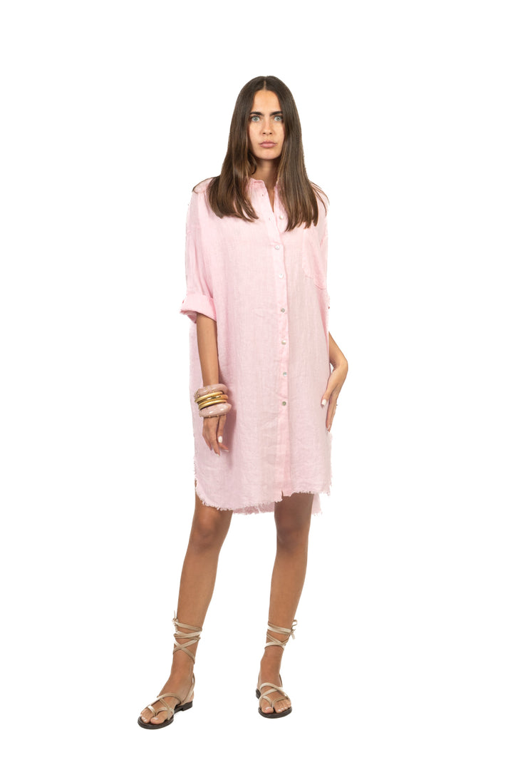 Tensione In - Abito camicia in lino sfrangiato Art. S26AJ98