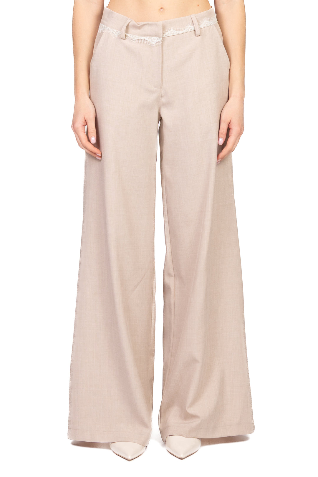 Vicolo - Pantalone palazzo inserti pizzo Art. TAB1457