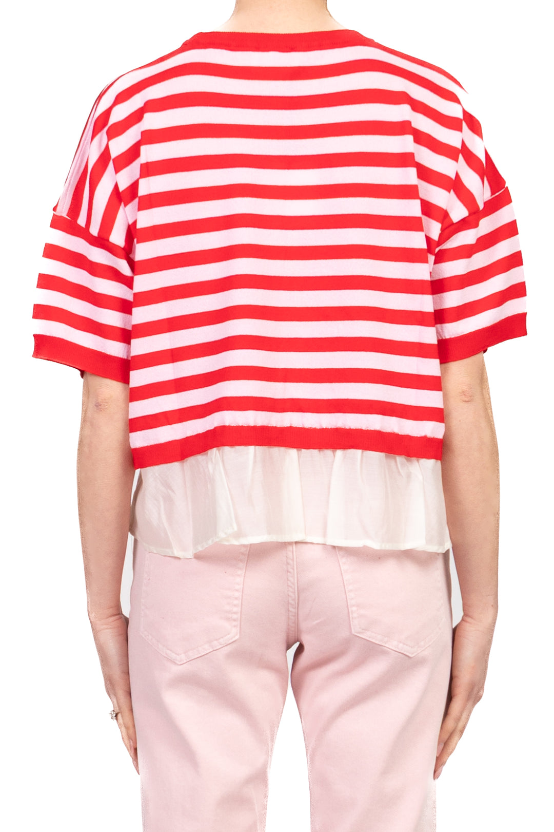 Vicolo - Maglia scatoletta rigata con balza Art. 2AB2132