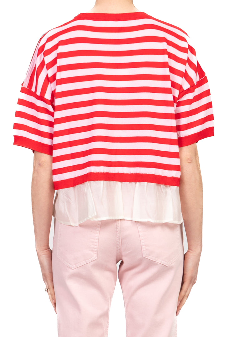 Vicolo - Maglia scatoletta rigata con balza Art. 2AB2132