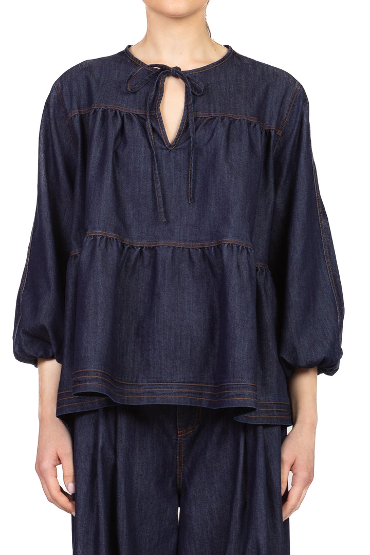 Vicolo - Blusa in denim maniche palloncino Art. TAB1467