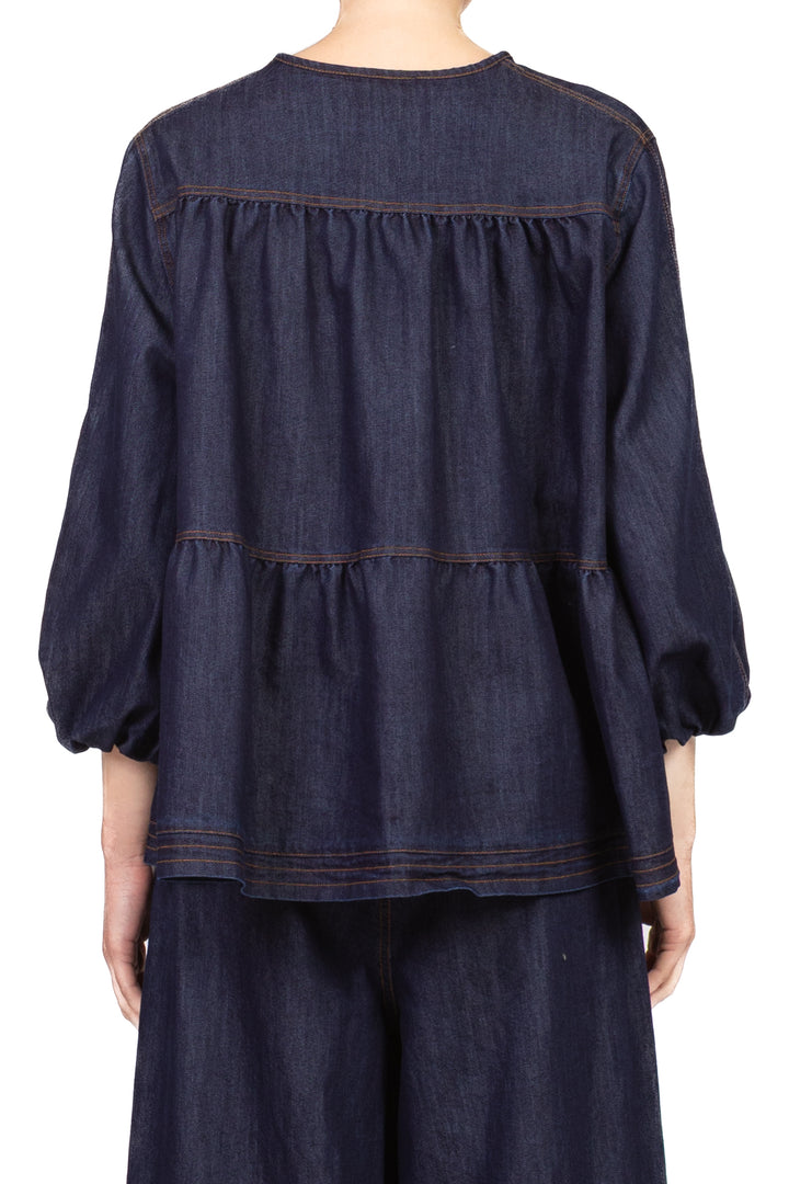 Vicolo - Blusa in denim maniche palloncino Art. TAB1467