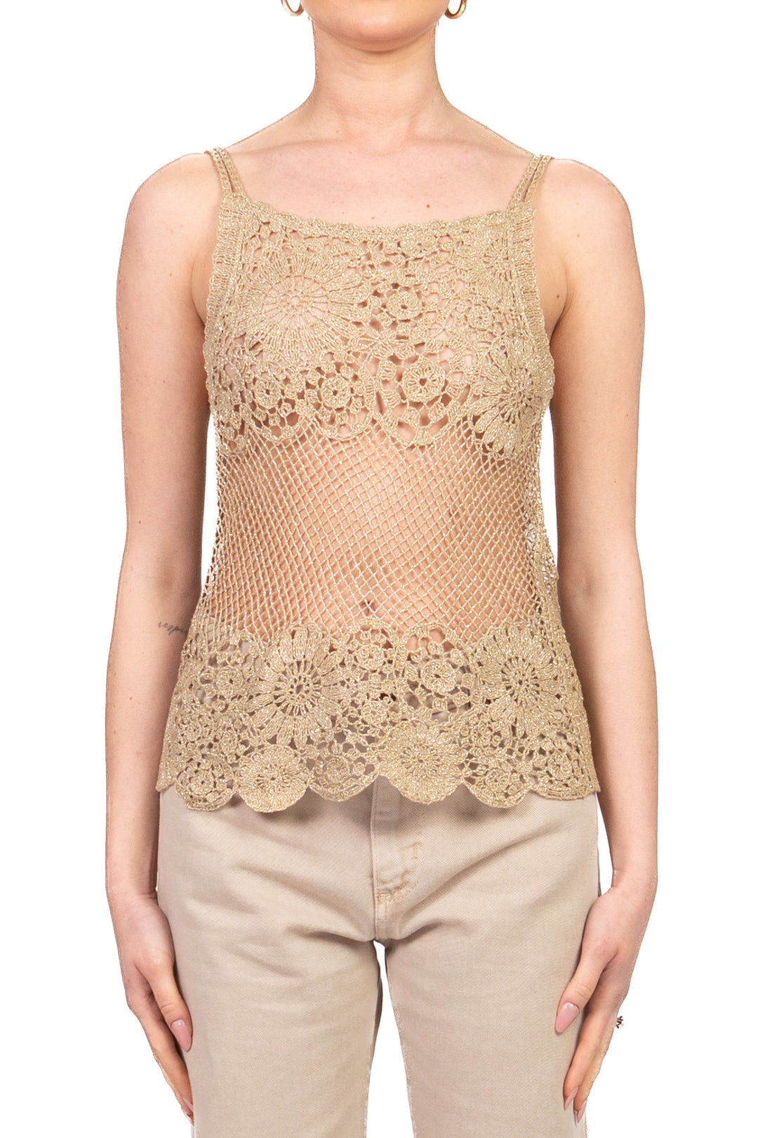 Tensione In - Canotta crochet lurex con bretelline Art. D74867
