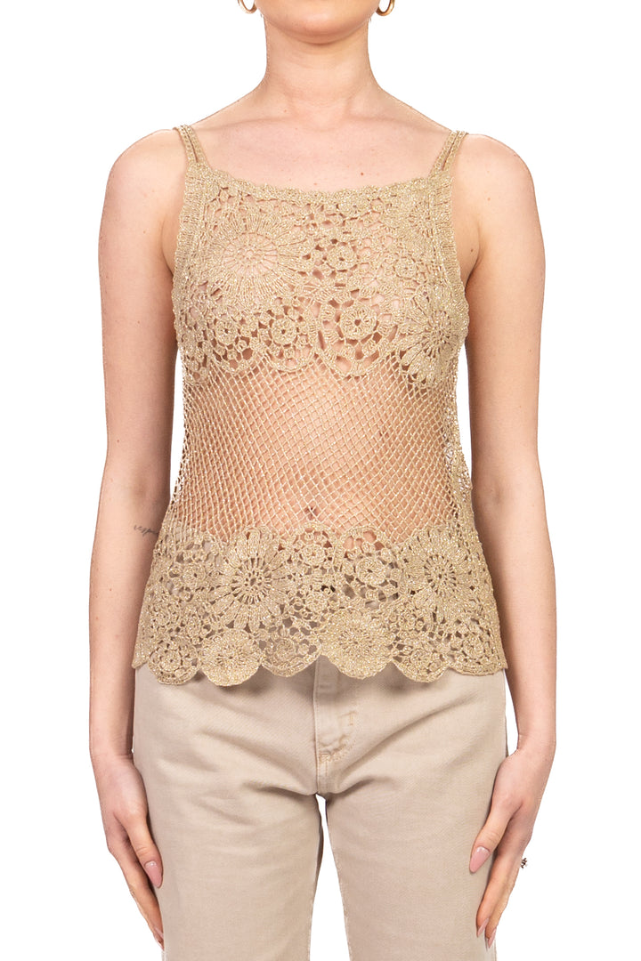 Tensione In - Canotta crochet lurex con bretelline Art. D74867
