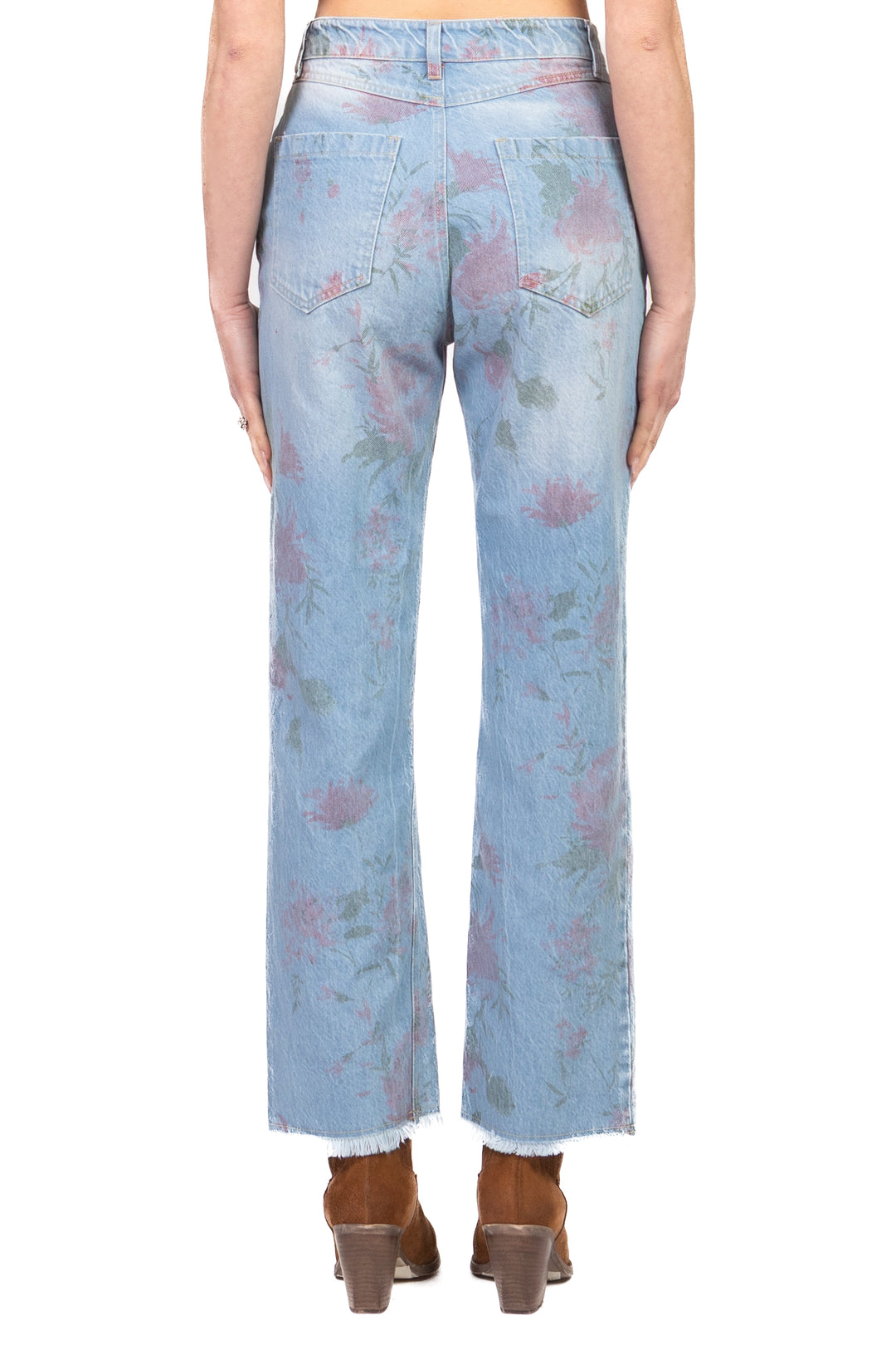 Tensione In - Jeans crop floreale taglio vivo Art. S26P688