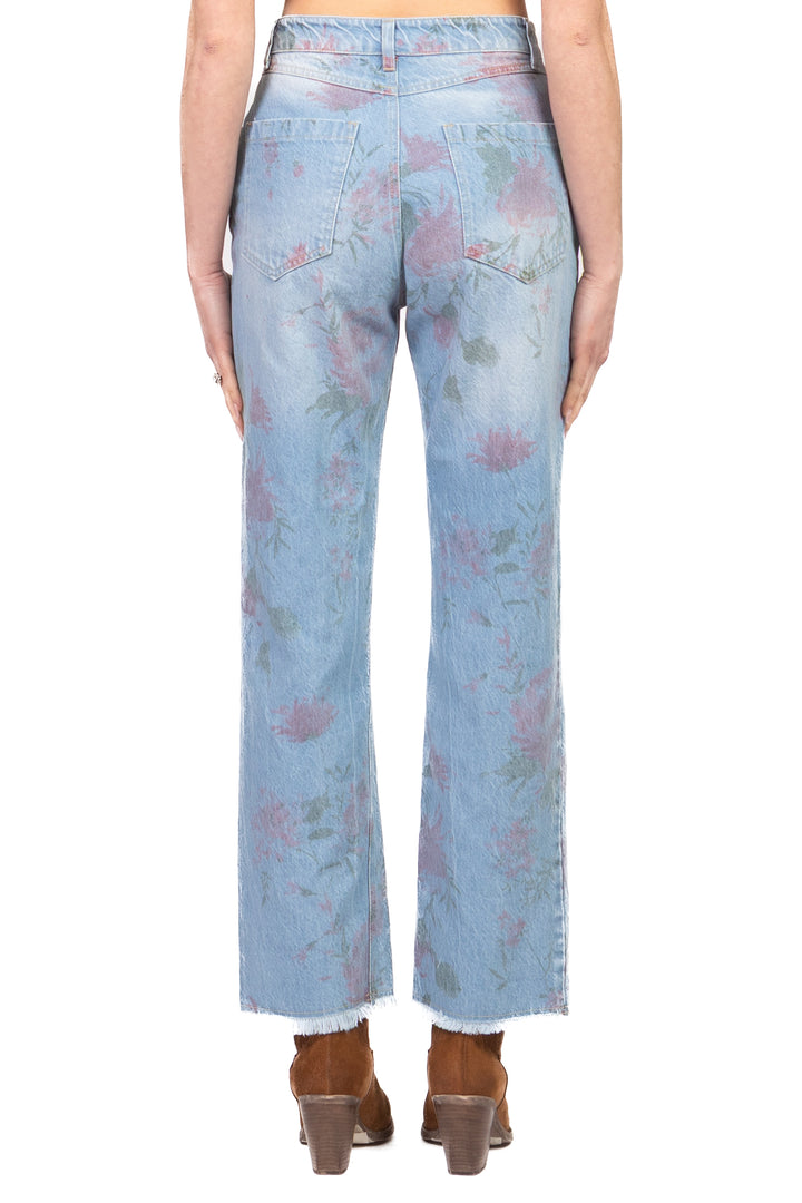 Tensione In - Jeans crop floreale taglio vivo Art. S26P688