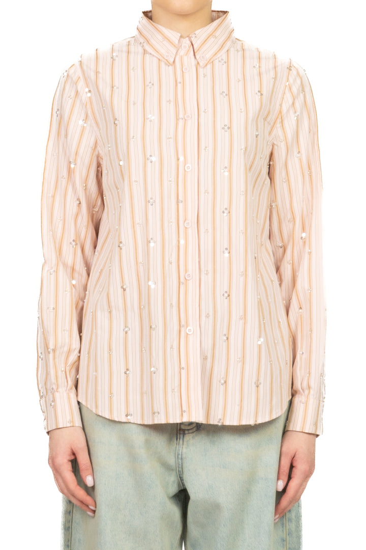 Dixie - Camicia gessata con applicazioni Art. C152A121X