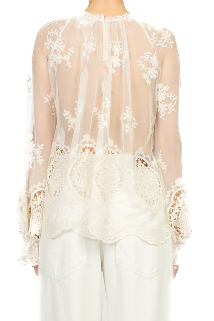 Vicolo - Blusa lunga ricami macramè Art. TAB1433