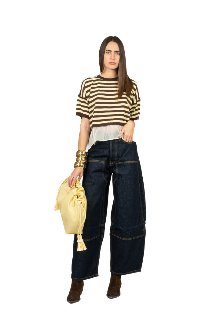 Vicolo - Maglia scatoletta rigata con balza Art. 2AB2132