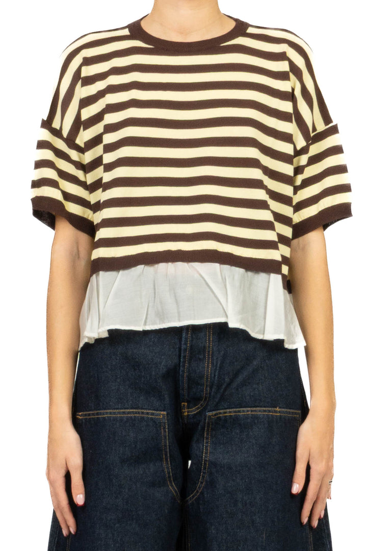 Vicolo - Maglia scatoletta rigata con balza Art. 2AB2132