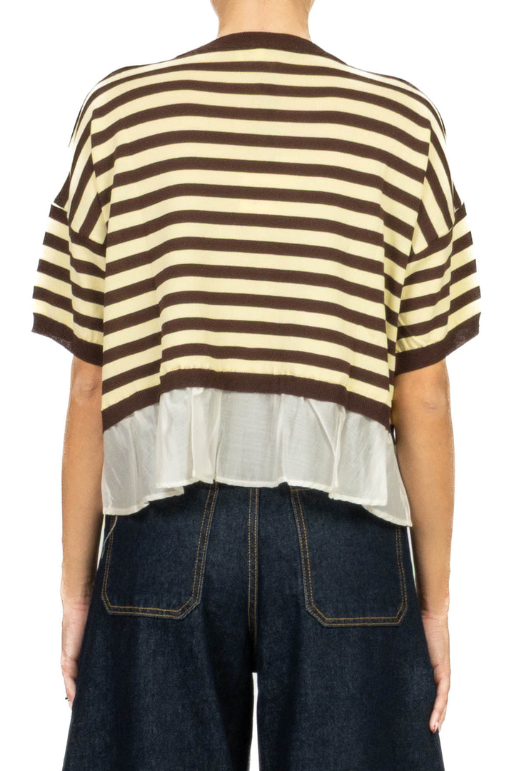 Vicolo - Maglia scatoletta rigata con balza Art. 2AB2132