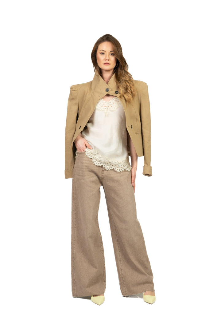 Tensione In - Top cupro intarsi pizzo Art. 38863