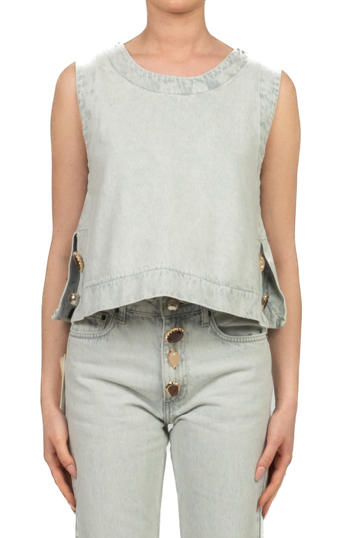 Vicolo - Gilet denim con spacchi laterali Art. DAB5111
