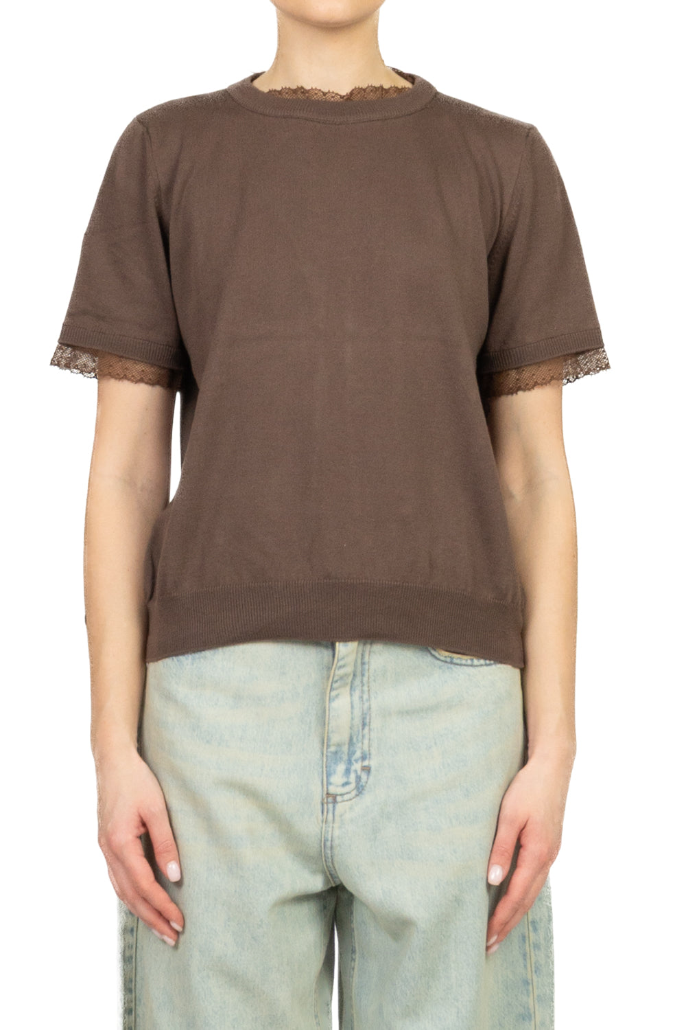 Vicolo - Maglia manica corta profili pizzo Art. 2AB2143