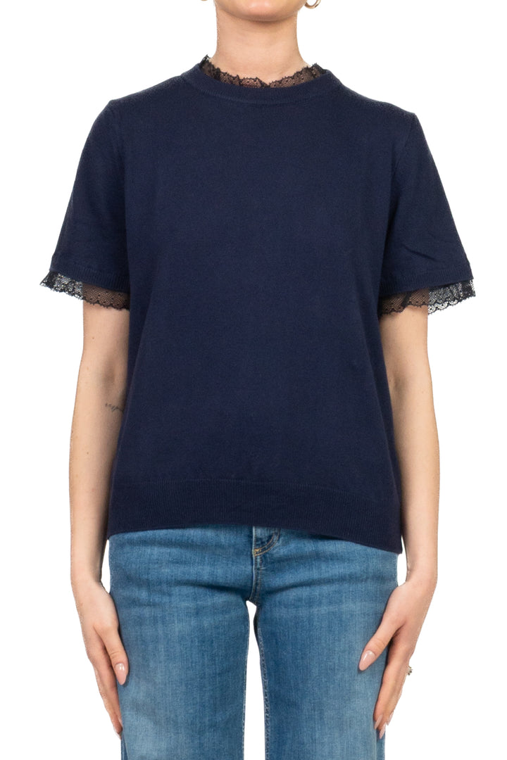Vicolo - Maglia manica corta profili pizzo Art. 2AB2143